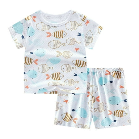 

Summer Outfits Set For Kids Boys Baby Toddler Shorts Sets Outfit Kid Shorts Suits 2 Piece Tracksuit Cartoon Short Sleeve Shirt Top Outfits For 7-8 Years