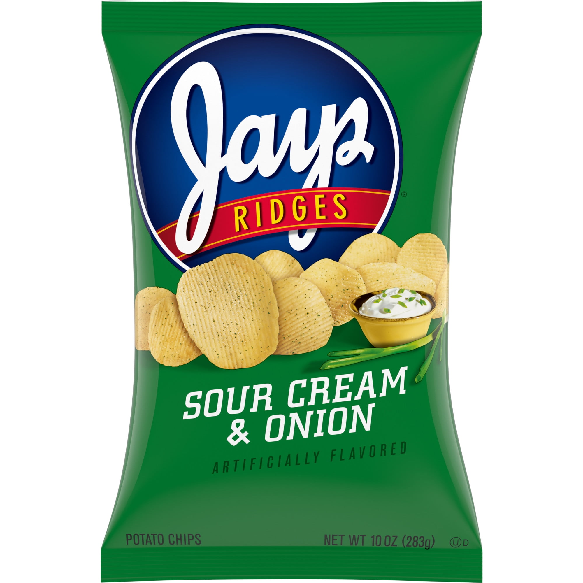 Jays Potato Chips, Sour Cream and Onion Ridges, 10 oz