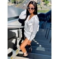 thumbnail image 4 of LovelyWholesale Women's Street Turndown Collar Loose White Mini Shirt Dress, 4 of 4
