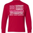 thumbnail image 3 of Inktastic Breast Cancer Awareness Pink Ribbons and Flag Long Sleeve Youth T-Shirt, 3 of 5