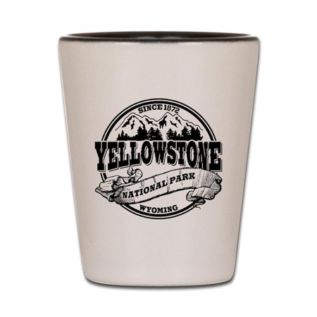 

CafePress - Yellowstone Old Circle - White/Black Shot Glass Unique and Funny Shot Glass