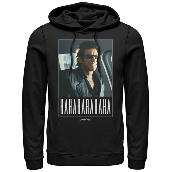 Men's Jurassic Park Dr. Malcolm Iconic Laugh Pull Over Hoodie Black 3X Large
