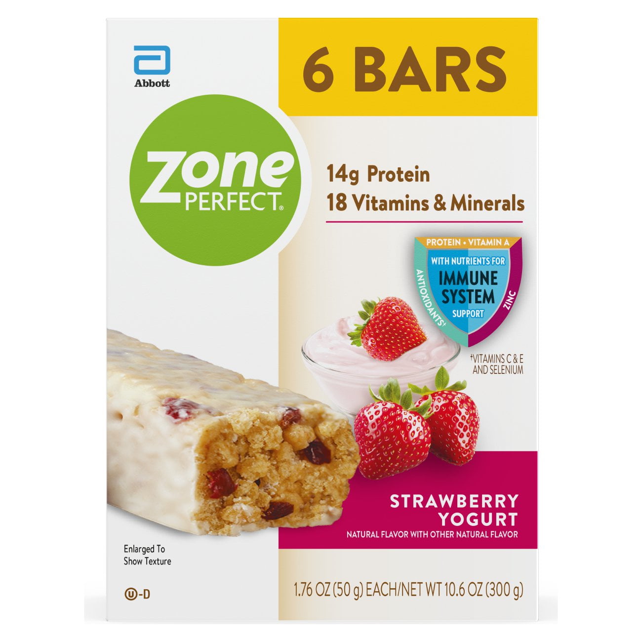 ZonePerfect Protein Bars, Snack For Breakfast or Lunch, Strawberry Yogurt, 6 Count