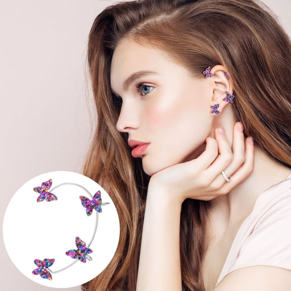 Weloille Luminous Sequined Butterfly Ear Clip Earrings Luminous Earrings Without Pierced Ears