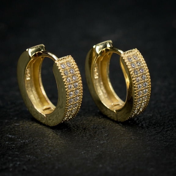 2 Ct Round Lab Created Diamond Men's Huggie Hoop Earrings 14K Yellow Gold Plated Sterling Silver