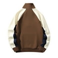 thumbnail image 3 of YLSDY Sweatshirts for Men Trendy Preppy Color Block Pullover Zip Stand Collar Long Sleeve Hoodie Tops Plus Size Athletic Shirt Coffee M, 3 of 6