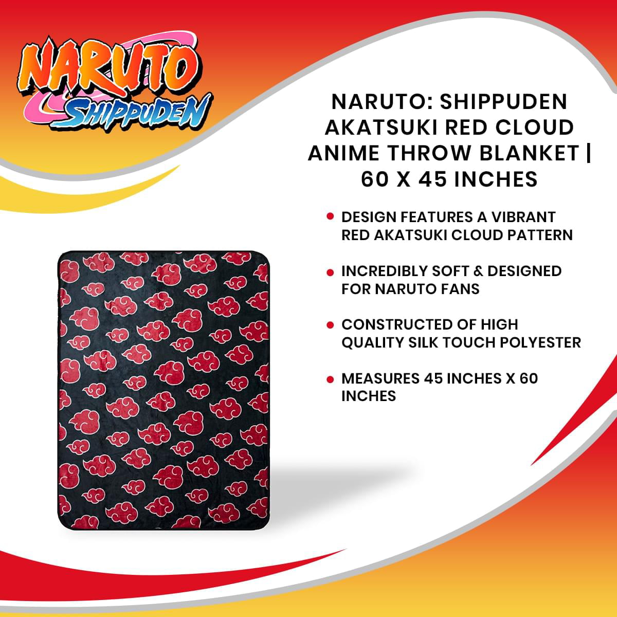 Naruto Shippuden Akatsuki Symbol Red Cloud Black Anime Button GE438059   GKWorld