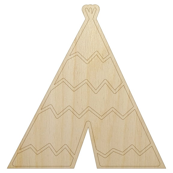 Tipi Teepee Wood Shape Unfinished Piece Cutout Craft DIY Projects - 4.70 Inch Size - 1/8 Inch Thick