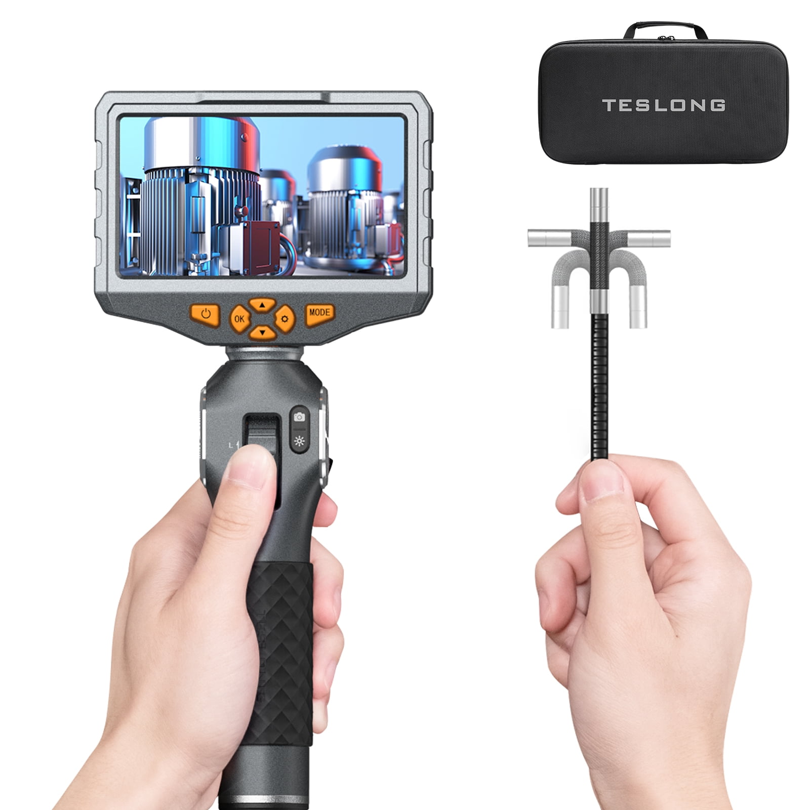 Articulating Borescope, Teslong Automotive Endoscope with 8 LEDS, 8.5mm Len, 5ft Flexible Cable Snake Industrial Steering Endoscope Inspection Camera