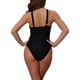 thumbnail image 3 of Conjunto de bikini monokini de bloque de color cruzado INSPIRE CHIC para mujer, traje de baño de una pieza con anillo en O y lazo lateral, mediano, negro y verde, 3 of 5