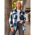 thumbnail image 2 of HSHDLDF Womens Casual Plaid Shacket Button Down Long Sleeve Shirt, 2 of 6