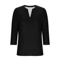 thumbnail image 4 of CheerKidz Women's Solid Color V-Neck 3/4 Sleeve T-Shirt - Casual Loose Fit Top for Daily Comfortable and Lightweight Wear(Black,2XL), 4 of 6