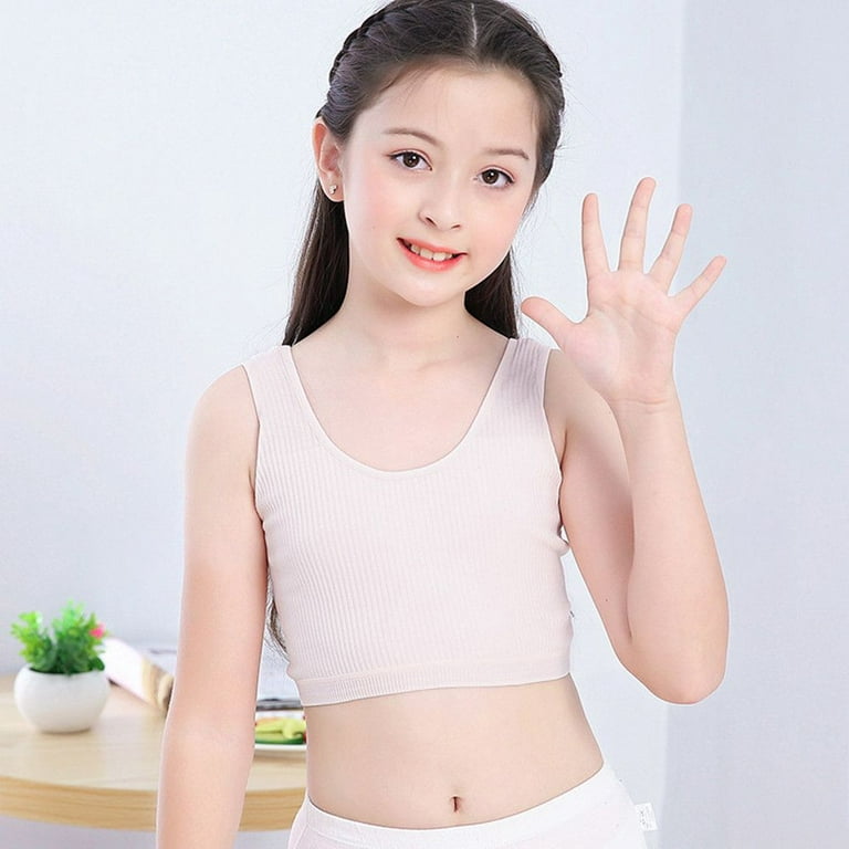 Fashion Camisole Kids Underwear Undershirt Teens Vest Girls Tank Top  Training Bra Teenage Sport Bra BLACK M 