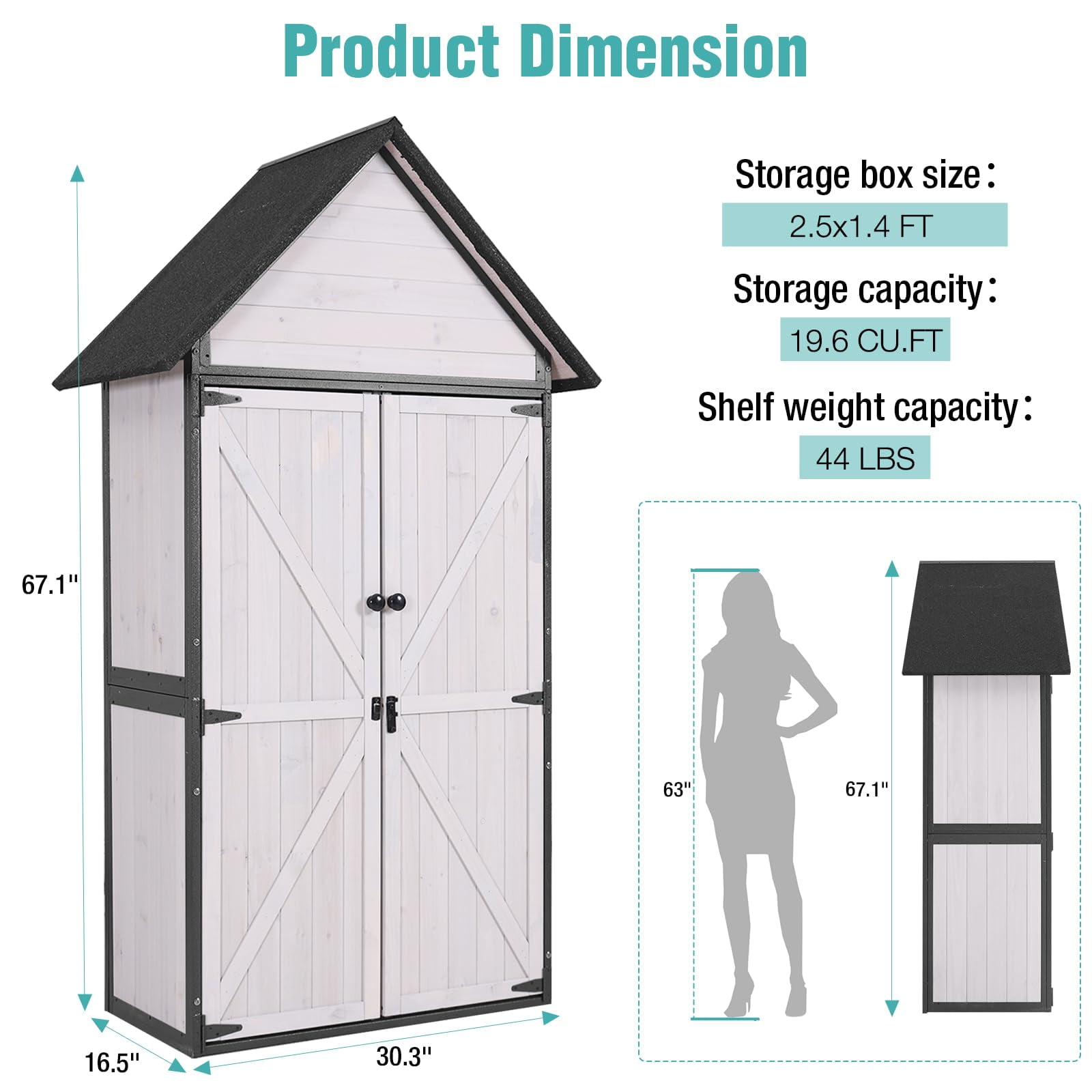 MEDEHOO Sheds Outdoor Storage,Garden Shed with Metal Frame Structure and Adjustable Shelves,Large Capacity Storage Tool Cabinet Box for Backyard Garden Patio Lawn (Off White)