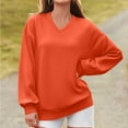 thumbnail image 2 of Busydd Women's Sweatshirts Fall Fashion V Neck Long Sleeve Shirts for Women Casual Loose Solid Color Sweatshirt for Women 2XL, 2 of 5