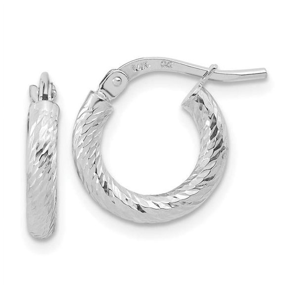 Finest Gold 2.4 mm 14K White Gold Polished Diamond-cut Hoop Earrings