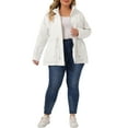 thumbnail image 3 of Agnes Orinda Women's Plus Size Jackets Long Sleeve Drawstring Waist Anorak Coats with Pockets 5X White, 3 of 7