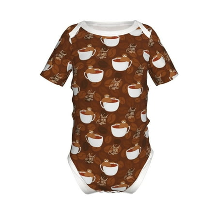 

Adobk Sloths Need More Coffee Print Baby Climbing Clothes Jumpsuit Rompers Classic Rompers Child Short sleeve Bodysuits-12 Months