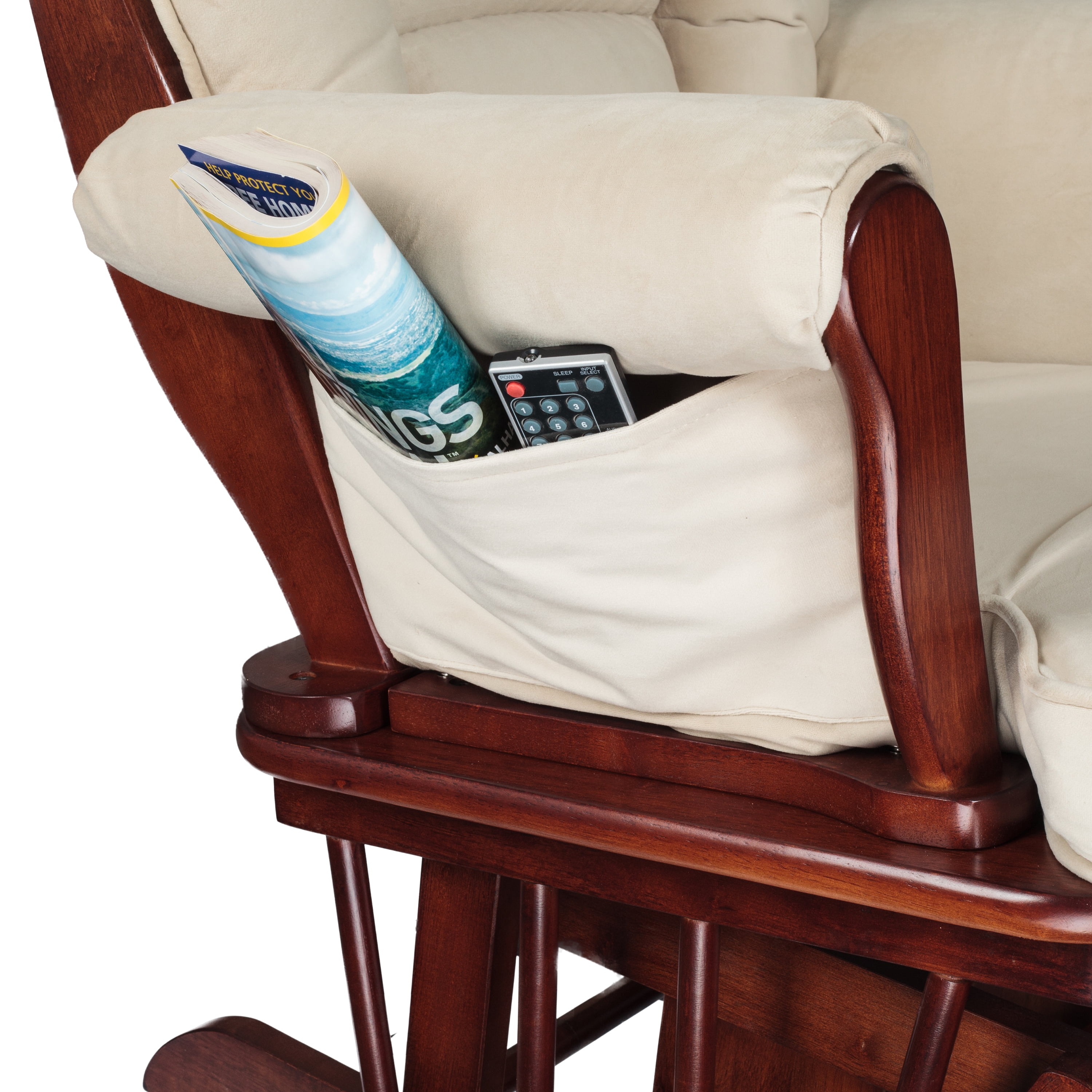 AFG Baby Furniture Sleigh Glider and Ottoman Espresso with Beige Cushions
