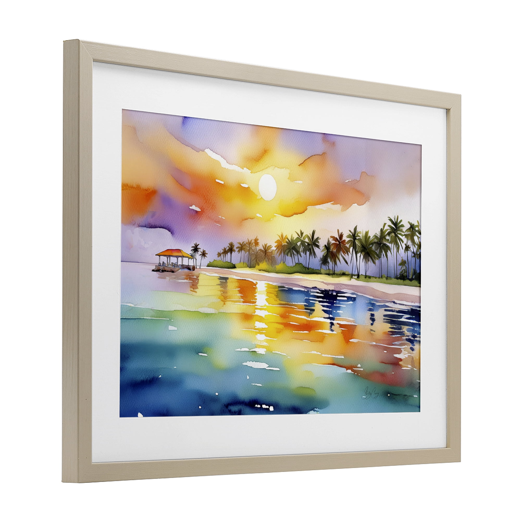Stupell Industries Caribbean Calm Sunset Birch Framed Print Under Glass, design by Shelly Craig