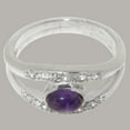 thumbnail image 4 of LBG British Made 925 Sterling Silver Natural Amethyst & Cubic Zirconia Womens Promise Ring - 33 size options - Size 6.5, 4 of 7