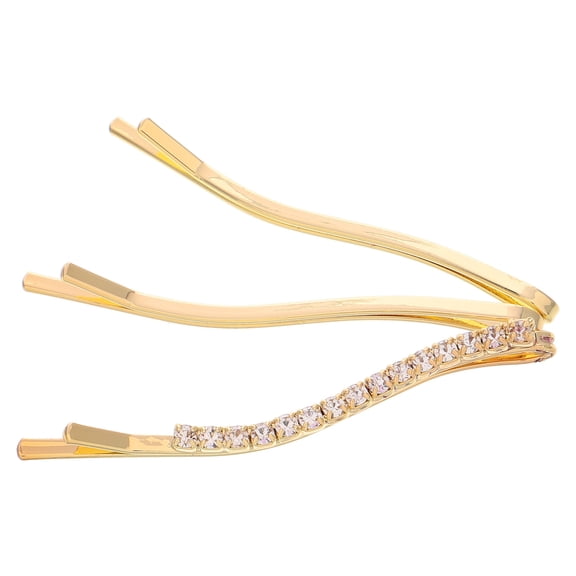 TABLZONE 3Pcs Decorative Hair Clips For Women Rhinestone Bobby Pins Elegant Design Golden Hair Styling