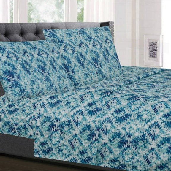 Aqualina Geometric Printed 4-Piece 1500 Supreme Collection Sheet Set Cal King