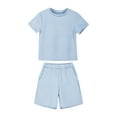 thumbnail image 4 of Efsteb Boys Summer Outfits 2 Piece Casual Set Short Sleeve Tshirt Elastic Waist Shorts Kid Clothing Sets Sweatsuit (Light Blue,5-6 Years), 4 of 7