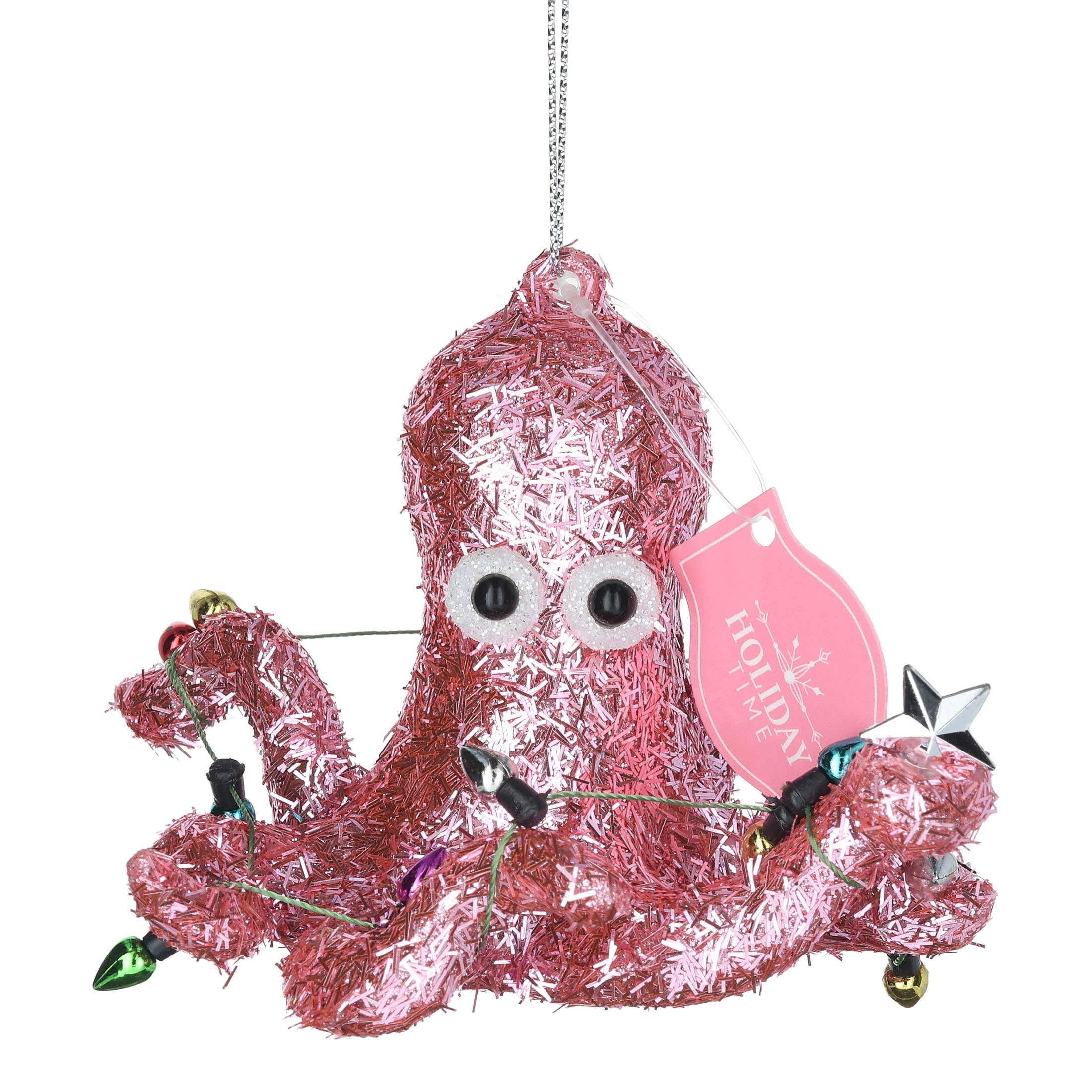 Pink Tinsel Octopus Christmas Ornament, 3", by Holiday Time