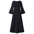 thumbnail image 4 of BangWanChi Black Dresses for Women Women Versatile Comfort Temperament Solid Color Long Sleeved Round Neck Dress, 4 of 7