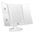 thumbnail image 1 of yeacher LED Touch-Control Makeup Mirror with Adjustable Angle, 21 Soft White Lights, 2X/3X Magnification, USB/Battery Powered, White, 1 of 6