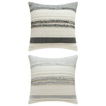 Unique Bargains Striped Throw Pillow Covers Pack of 2 Black/Grey 18" x 18"