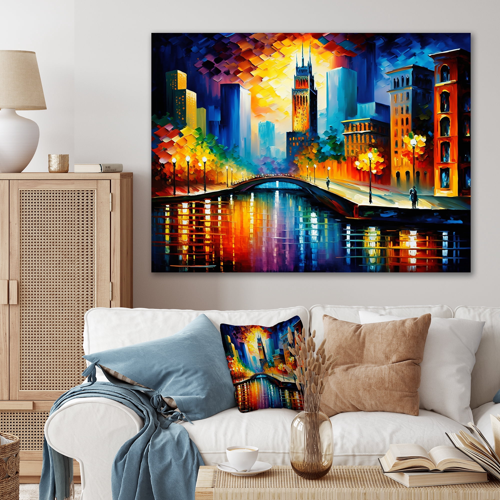 Designart Colorful Chicago Downtown Canvas Wall Art