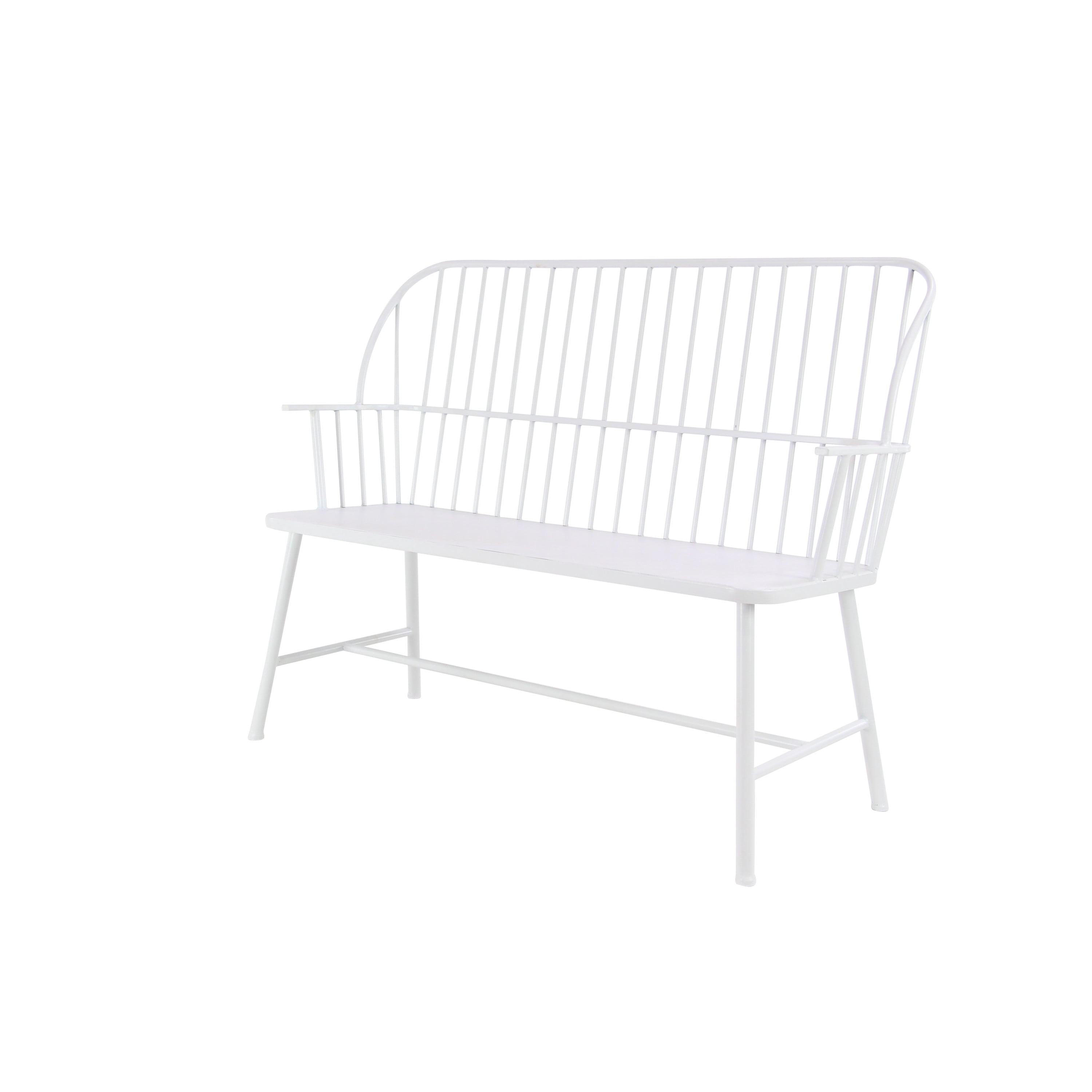 DecMode Metal Outdoor Bench, White