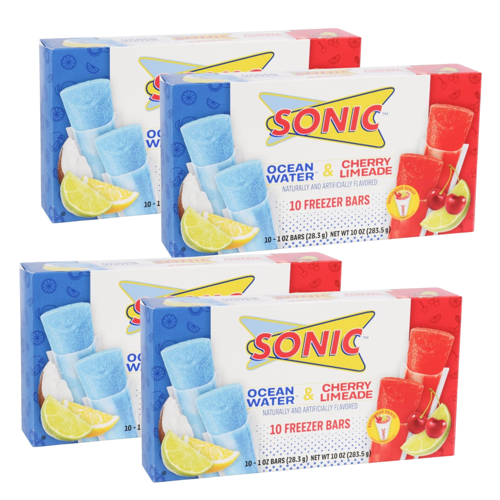 Sonic Freezer Pops Assorted Ocean Water & Cherry Limeade Fruity Frozen Candy Bar for Kids Adults