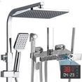 thumbnail image 2 of Digital Chrome Shower Set Faucet Bathroom Hot Cold Mixer Rain System Wall Mount Full Kit Bath Tap Bathtub Silver Luxury Bidet My Lux Decor Round, 2 of 15