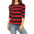 thumbnail image 2 of Dde San Patricio Camisecon mangas de codo pamujer Camisebásiinformal con cuello de barco y corte ajustado Rojo azul S, 2 of 6