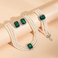 thumbnail image 3 of 4PC Women's Fashion Light Luxury Short Style Imitation Pearl Turquoise Necklace Earrings Bracelet Jewelry Set Party Festival Gif, 3 of 4