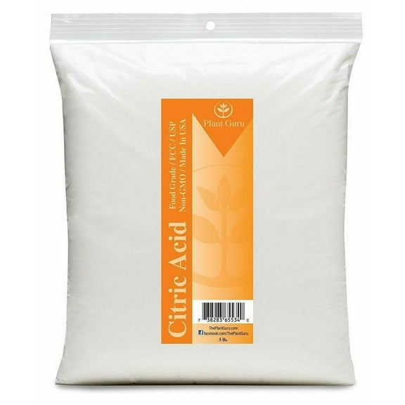 Citric Acid Powder 5 lbs. Bulk 100% Pure Food Grade, Kosher, NON-GMO, For Cooking, Baking, Cleaning, Bath Bomb and Soap Making.