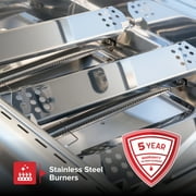 Nexgrill 3-Burner Stainless Steel Propane Gas Grill with Side Tables, 40,500 BTUs, 4 Wheel Transport, 591 SQ. IN. Cooking Space, Outdoor Kitchen Grill for BBQs, Patios, and More - 720-0830MN