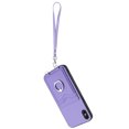 thumbnail image 2 of Wallet Case for iPhone X/XS, Stylish Ultra Slim PU Leather Card Slots Ring Stand Wrist Strap Shockproof Protective Thin Lightweight Back Case Cover for iPhone X/XS, Purple, 2 of 7