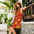 thumbnail image 2 of Xecao Robes de Noël avec Flocons de Neige Dorés pour Femmes Robes d'Été Décontractées Robes de Plage Sans Manches T-Shirt Robe Évasée avec Poches, 2 of 7