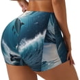 thumbnail image 2 of Kdxio Ice Blue Ocean Cute Dolphin A Print Workout Shorts for Women Seamless Soft Smooth Gym Yoga Scrunch Active Shorts, 2 of 5