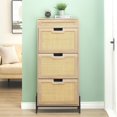 thumbnail image 1 of Qinaqin Organizador de Almacenamiento Natural Rattan 3 Vuelco Puerta Shoe Gabinete Moderno Rack con Cajón y 3-Tier Ajustable Shelves Freestanding para Entryway Oak, 1 of 7