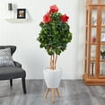 thumbnail image 4 of Nearly Natural 58" Hibiscus Artificial Tree in White Planter with Stand, 4 of 5