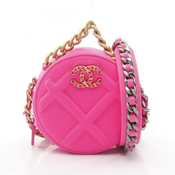 Pre-Owned Chanel Coco Mark Round Mini Shoulder Bag, Fabric, Women's, Pink (Good)