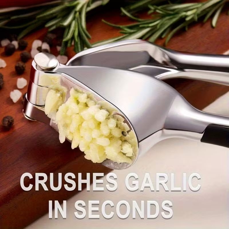 Stainless Steel Garlic Press - Ergonomically designed, durable kitchen tool that mashes garlic effortlessly