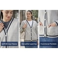 thumbnail image 1 of GAP Women's Fleece Cardigan, Grey with Navy Contrast Trim, Button Front, Long Sleeve, Front Pockets, Small, 1 of 3