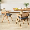 thumbnail image 5 of Costway Set of 4 Rattan Accent Chairs Fabric Dining Chairs Modern Living Room Chairs Gray, 5 of 9