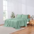 thumbnail image 2 of Modern Threads 4-Piece Crochet Lace Hem Seafoam Green Microfiber Bed Sheet Set, Queen, 2 of 17